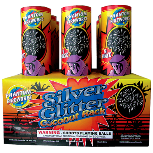 (G-212) Silver Glitter Coconut Rack, 9 Shot(Case Pack:2/1)