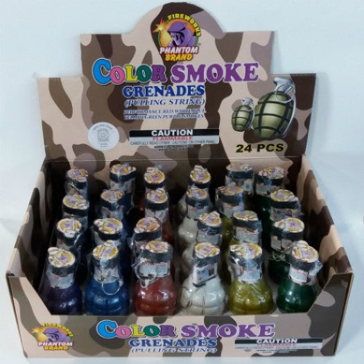 (P-012) Color Smoke Grenades Display (Case Pack: 6/24)