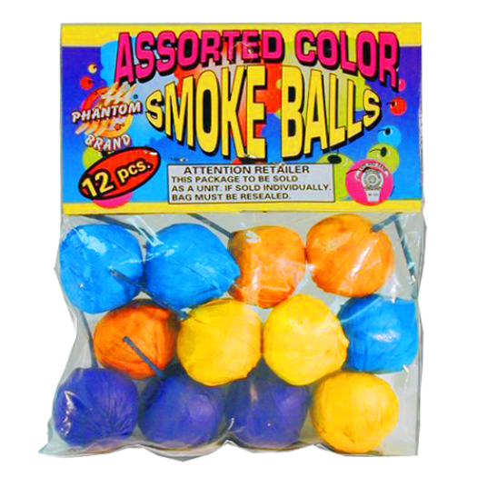 (P-019) Color Smoke Balls, 12 Piece Bag (Case Pack:20/6/12)